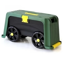 Скамейка-перевертыш садовая HELEX с ящиком на колесах 4в1 H835 зеленый/черный